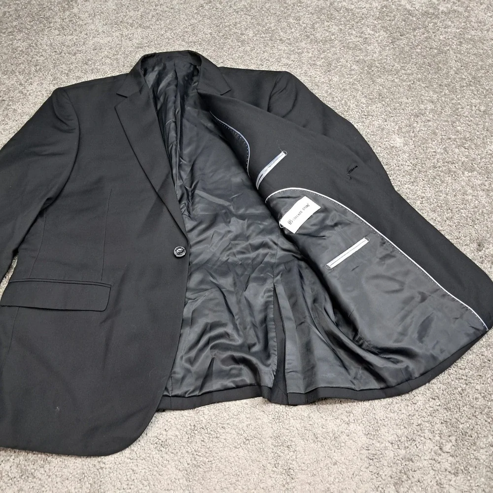 Lorenzo Bruno Mens Black Two Piece Suit Blazer Trousers 44R XL